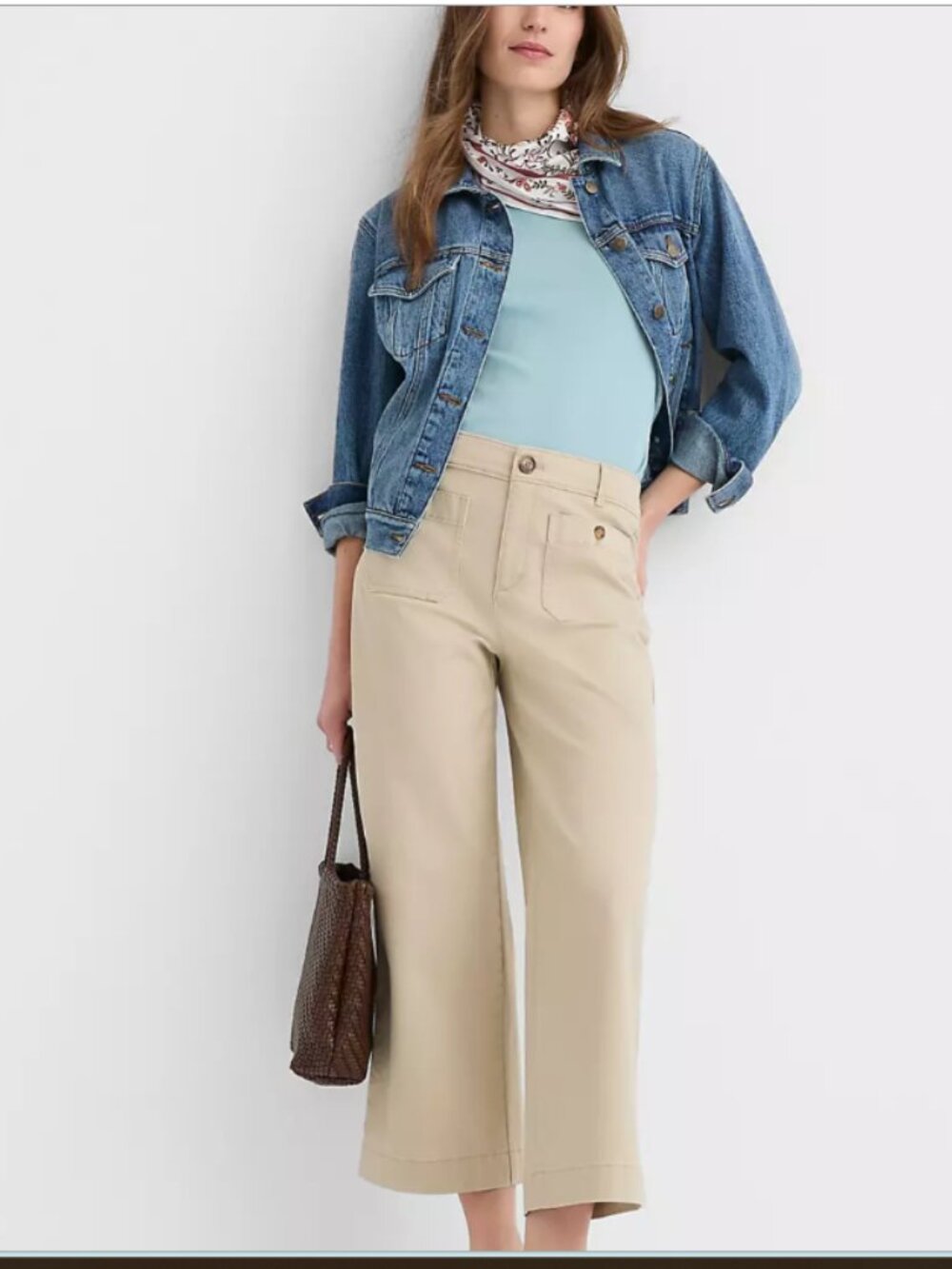 Loft Palmer wide leg crop pants in twill, size 0